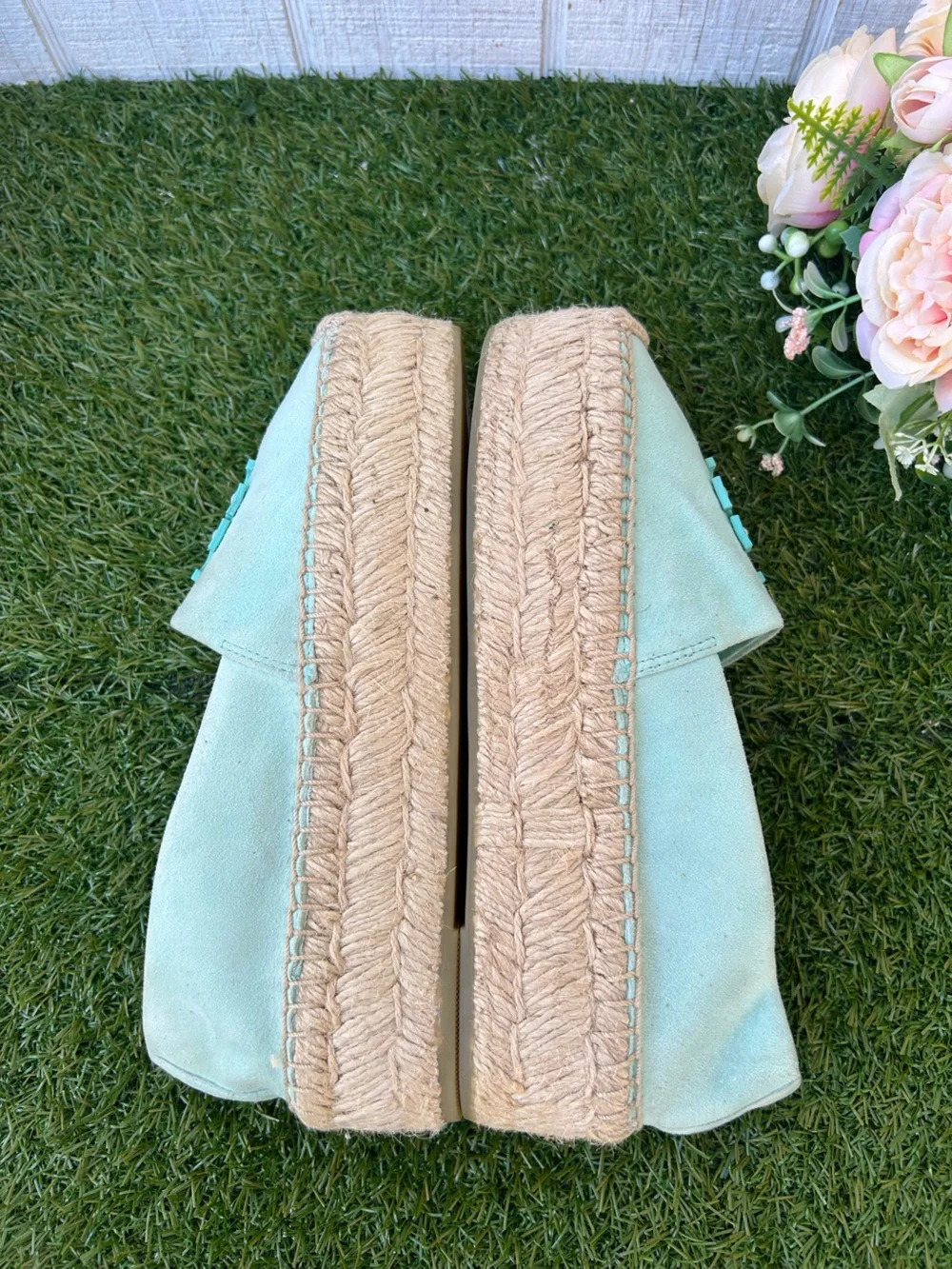 TORY BURCH Everly Platform Espadrille - Sea Bubble Suede size 7 new/no box